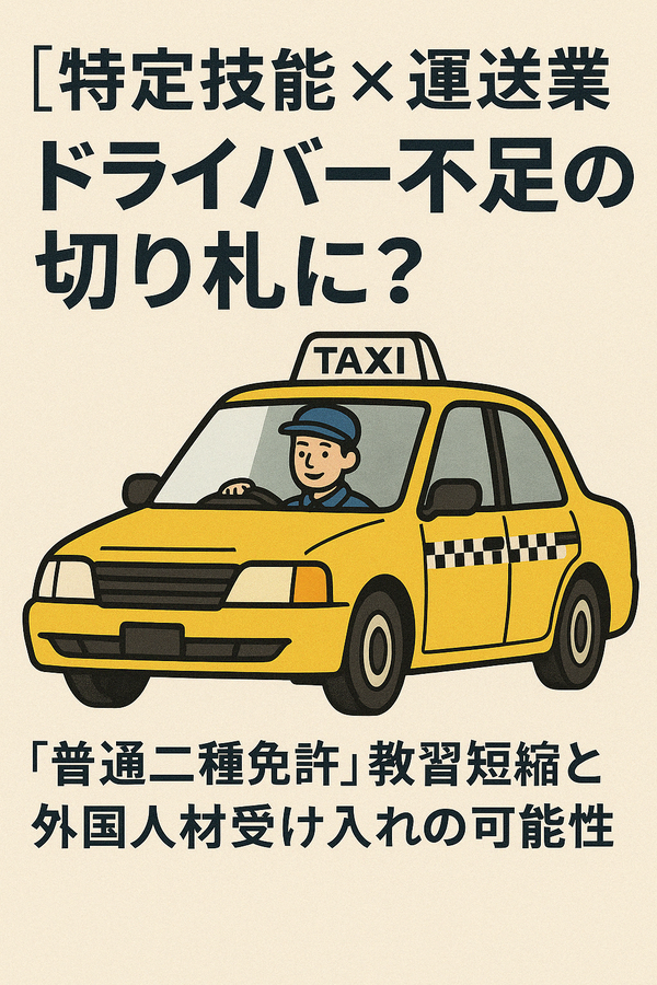 【特定技能×運送業】ドライバー不足解消の切り札に？ 〜「普通二種免許」教習短縮と外国人材受け入れの可能性〜の画像